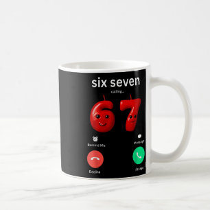 Caneca De Café Seis Sete Chamando Meme Minimalista Camisa Tendênc