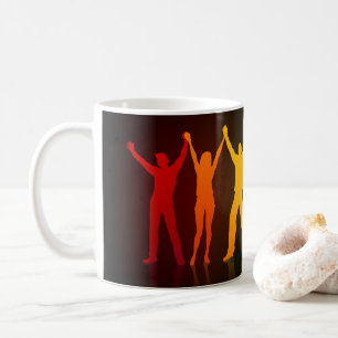 Caneca De Café Seis silhuetas em pé de Slipperyjoe com braços lev