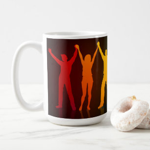 Caneca De Café Seis silhuetas em pé de Slipperyjoe com braços lev