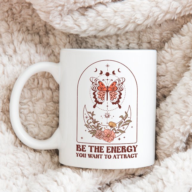 Caneca De Café Seja a energia que você quer atrair Boho (Criador carregado)