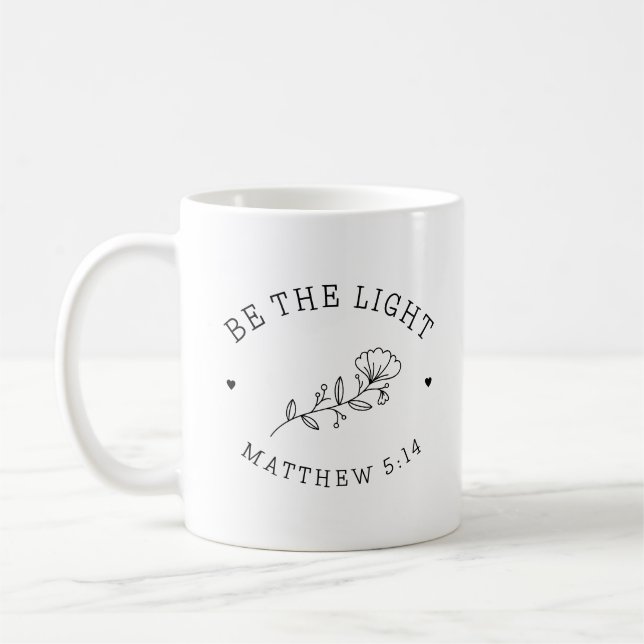 Caneca De Café Seja a Luz | Matthew 5:14 Bíblia Verso (Esquerda)