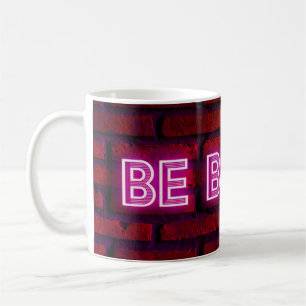 Caneca De Café Seja corajoso e inspirador texto de efeito neon em