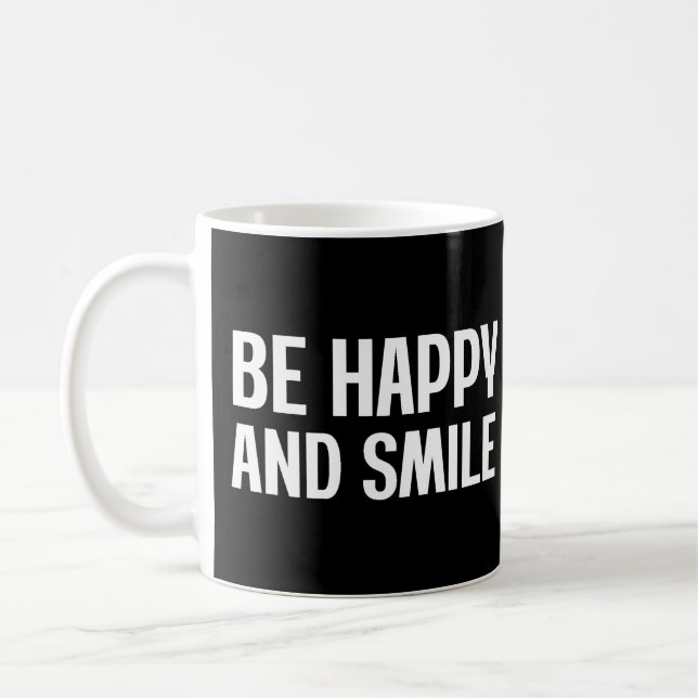 Caneca De Café Seja Feliz E Sorria De Café Mug (Esquerda)
