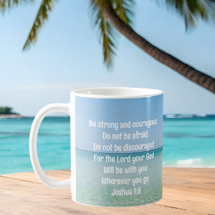 Caneca De Café Seja Forte e Corajosa Bela Praia Cristã