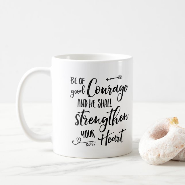 Caneca de café Seja Forte - Salmo 31:24 (Com Donut)