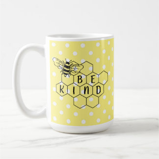 Caneca De Café Seja gentil com a Bolinhas amarela da abelha