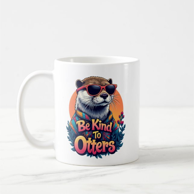 Caneca De Café Seja gentil com os Otters, Engraçados Meninos Adul (Esquerda)