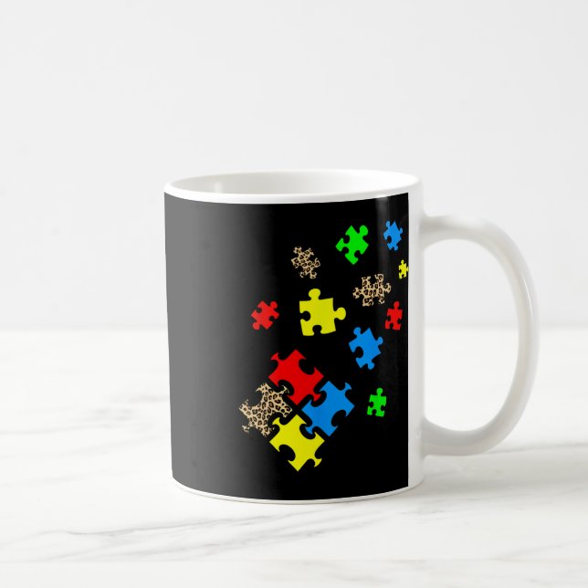Caneca De Café Seja gentil com peças de Quebra-cabeça Leopard Aut (Direita)
