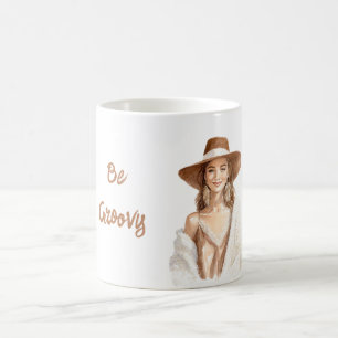 Caneca De Café Seja Groovy Brincos de Pena Boêmio Boho dos Anos S