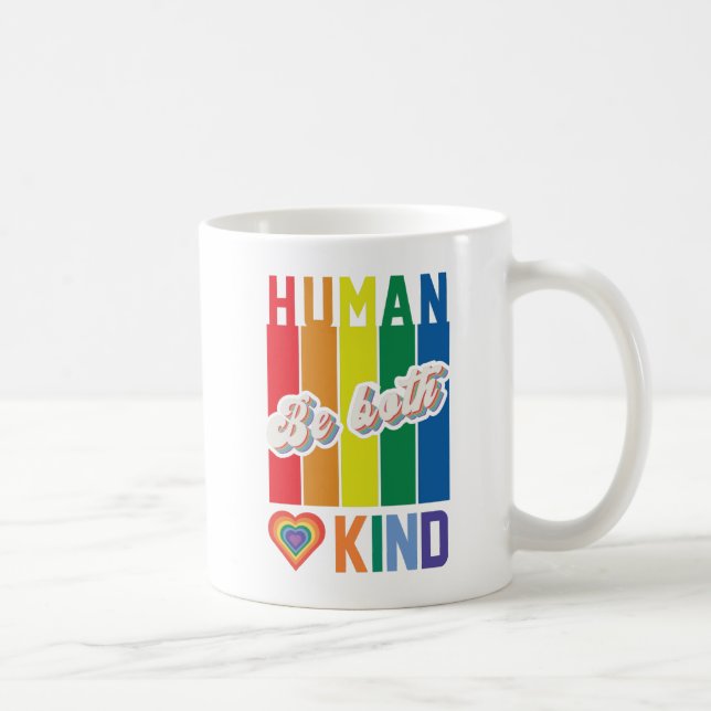 Caneca De Café Seja humano e gentil - Inspirado no Arco-Íris Vint (Direita)