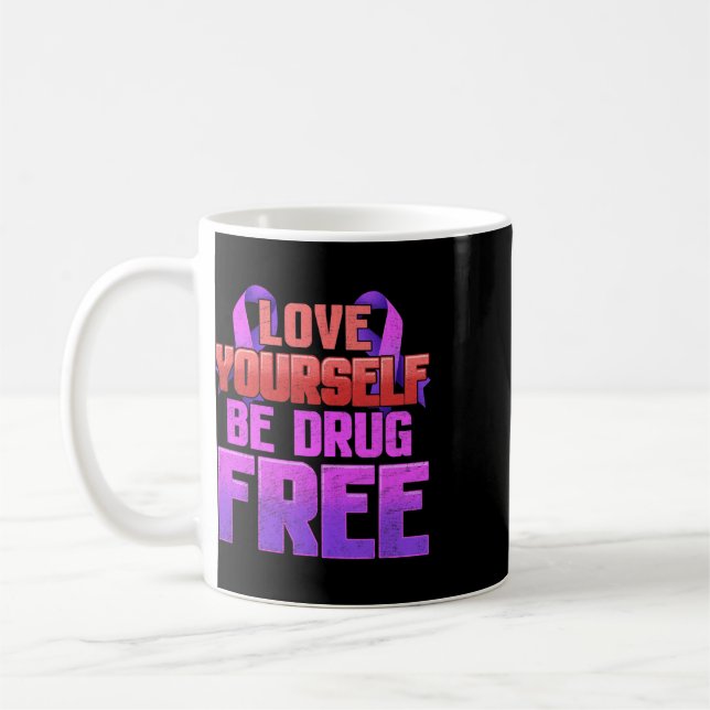 Caneca De Café Seja Livre de Drogas Ame a Si Mesmo Faixa Roxa (Esquerda)