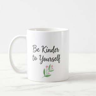 Caneca De Café Seja Mais Gentil Consigo Mesmo Aquarela Floral Amo