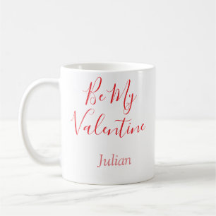 Caneca De Café Seja meu valentine nome vermelho elegante casal