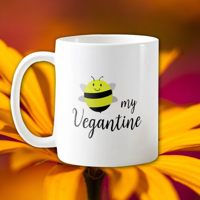 Caneca De Café Seja o meu dia de Namorados Vegantino Simples (Criador carregado)
