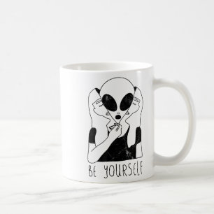 Caneca De Café Seja Você Mesmo - Camiseta Motivacional de Alien D