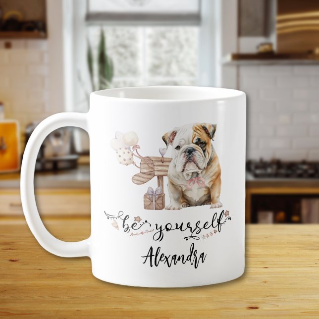 Caneca De Café Seja você mesmo um cachorrinho bonito ao lado da c (Criador carregado)