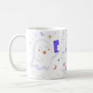 Caneca De Café Selfie de Fantasma Engraçado Moderno Arte de Hallo