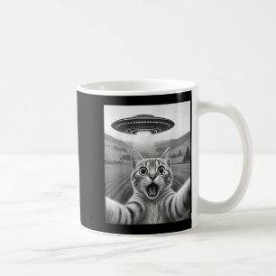 Caneca De Café Selfie de Gato com Alien Ufo Gato Engraçado para H