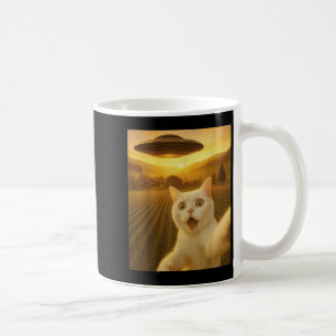 Caneca De Café Selfie De Gato Com Alienígena Ufo Gatos Engraçados