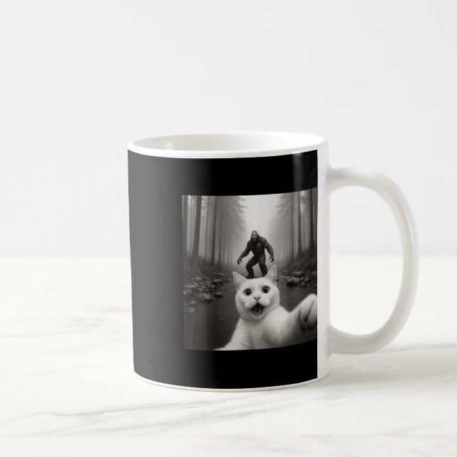 Caneca De Café Selfie de Gato Com Bigfoot Presentes Engraçados de (Direita)
