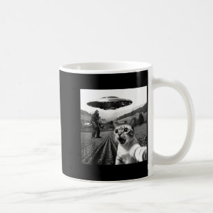 Caneca De Café Selfie de Gato com ET OVNI Gato Engraçado Alien Bi