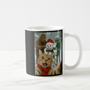 Caneca De Café Selfie De Gato De Natal Engraçado Com Alienígena D