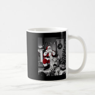 Caneca De Café Selfie De Gato Engraçado De Natal Com Papai Noel B