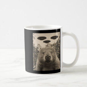 Caneca De Café Selfie Engraçado de Toupeira Com Óvnis Toupeira Es