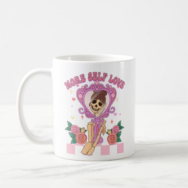 Caneca De Café Selfie Skeleton More Self Love Retro (Esquerda)