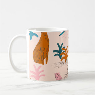 Caneca De Café Selgle Cheetah: Padrão Tropical Funky.