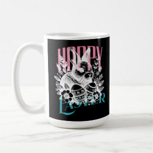 Caneca De Café Selo Coelho da Páscoa Alegre Rosa