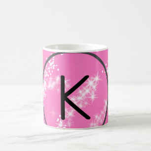 Caneca De Café selo de água com brilho rosa monograma branco mini