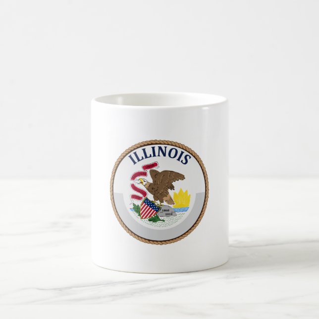 Caneca De Café Selo de Bandeira do Estado de Illinois (Centro)