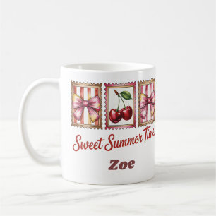 Caneca De Café Selo de Correio Vintage Cereja Doce Verão