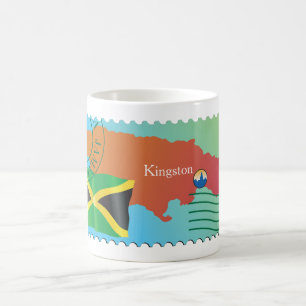 Caneca De Café Selo de Postagem do Mapa da Jamaica