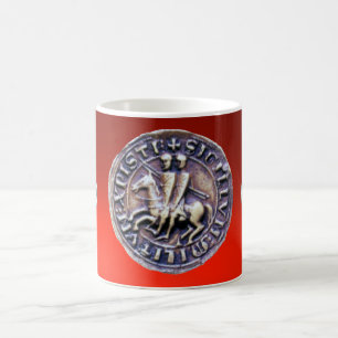 Caneca De Café SELO DO KNIGHTS TEMPLAR Red Ruby Gemstone