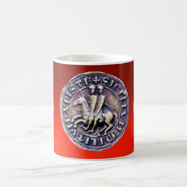 Caneca De Café SELO DO KNIGHTS TEMPLAR Red Ruby Gemstone (Centro)