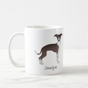 Caneca De Café Selo E Greyhound Italiano Branco Com Nome Personal