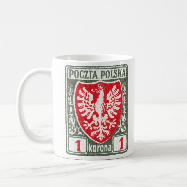 Caneca De Café selo polonês de 1919 1k Eagle (Esquerda)