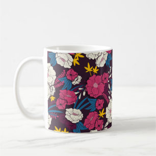 Caneca De Café Selva floral com padrão de colheita de cobras, tro