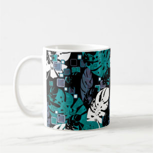 Caneca De Café Selva tropical sem costura deixa palma da monstera
