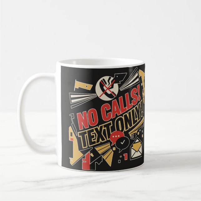 Caneca De Café Sem Chamadas, Apenas Texto (Esquerda)