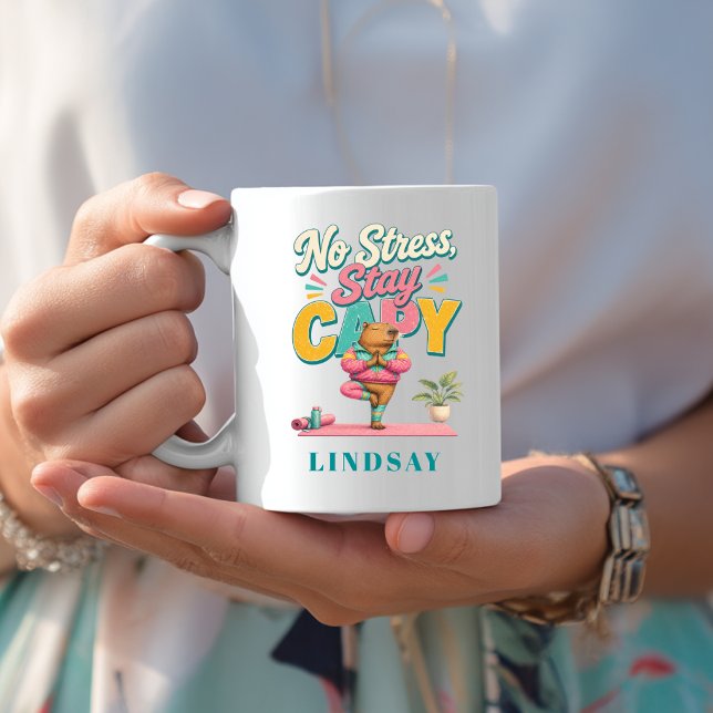 Caneca De Café Sem Estresse, Fique Capy - Yoga Capivara (No Stress Stay Capy - Yoga Capybara Coffee Mug)