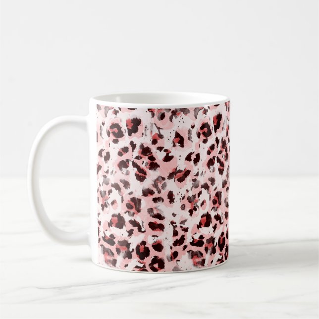 Caneca De Café Sem Mão Sem Fio Desenhada Aquarela Leopardo Ani (Esquerda)