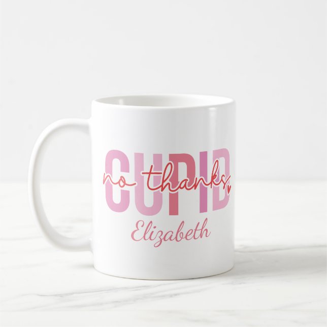 Caneca De Café Sem Obrigados Cupid Funny Custom Name Dia de os na (Esquerda)