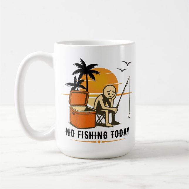 Caneca De Café Sem Pesca Hoje Triste Stickman Amantes da Pesca (Esquerda)