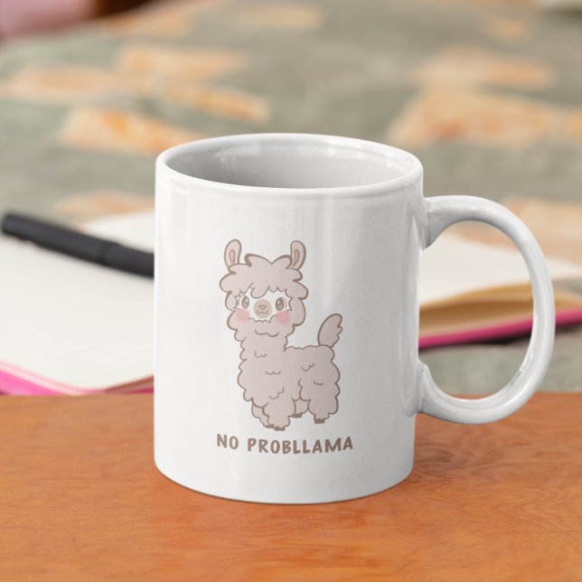 Caneca De Café Sem Problema Lama Rosa Bonito (Criador carregado)
