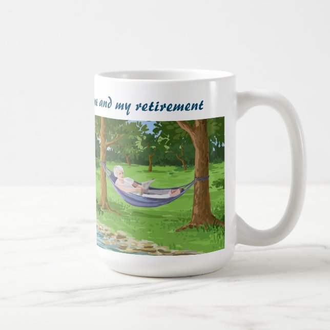 Caneca De Café Sem problemas, só eu, aposentadoria, hammock, engr (Direita)