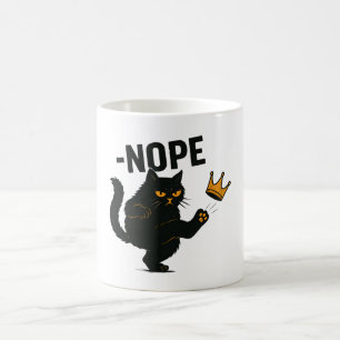 Caneca De Café Sem Reis Na América, Gato Negro Engraçado Coroa