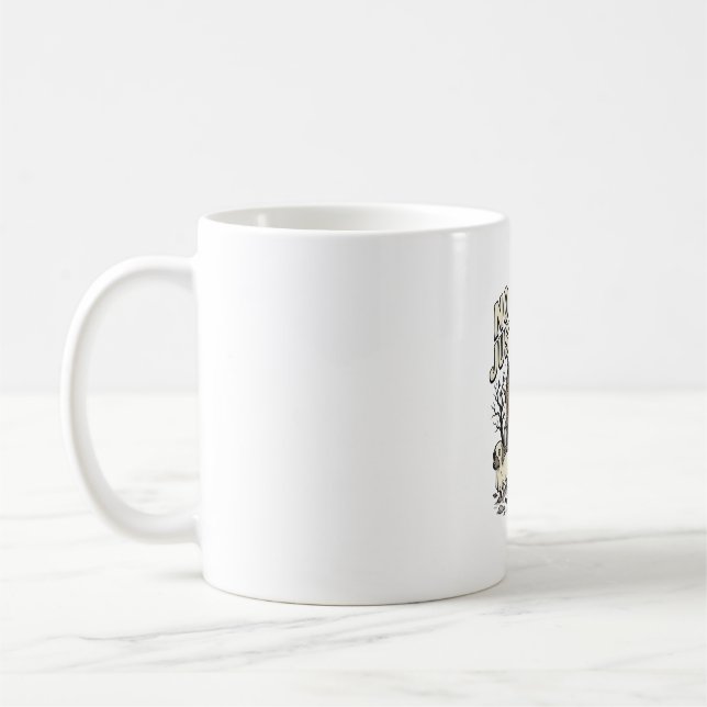 Caneca De Café Sem Truques Apenas Truques de Halloween Dachshund  (Esquerda)